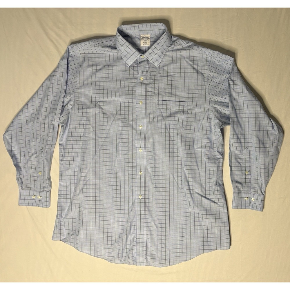 Brooks Brothers Oxford Shirt Men's Size 18-4.5 Checks Long Sleeve Button Up